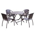 Propation 5 Piece Cafe Curved Back Chairs & Folding Wicker Table Dining Set PR1081514